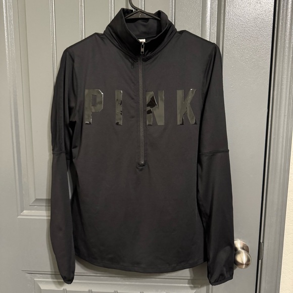 PINK Victoria's Secret Black Activewear Dry Fit   Zip Pullover - Picture 1 of 8
